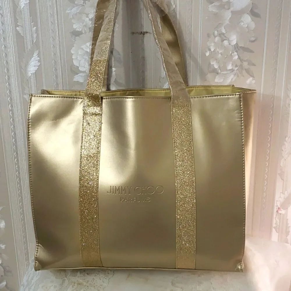 Jimmy Choo Parfums Large Gold Gliders Tote Bag New